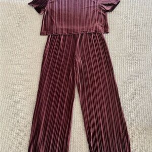 a new day Pleated Burgundy Velour Set